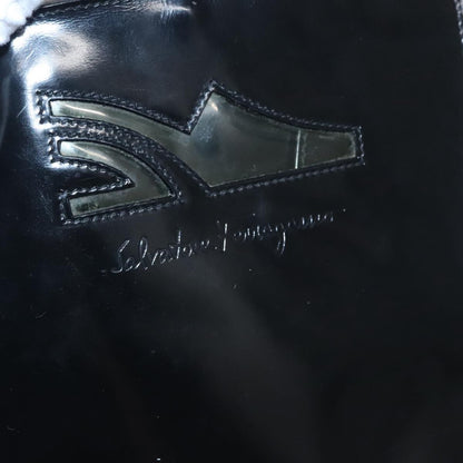 Salvatore Ferragamo Gancini Wristlet Clutch Leather, BLACK, EMERALD, Clutche & pouche