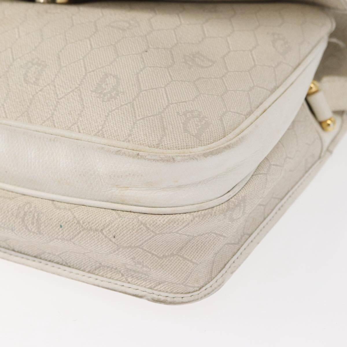 Christian Dior Vintage Honeycomb Flap Crossbody Bag Canvas and Leather, WHITE, CANVAS, Shoulder bag