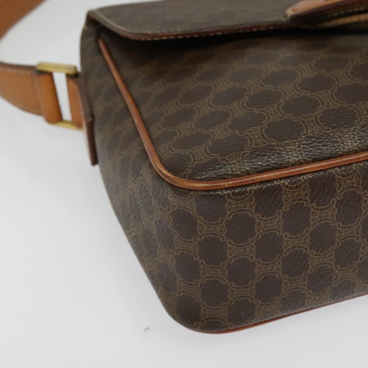 Celine Macadam Shoulder Bag PVC Leather, BROWN, CANVAS, Shoulder bag