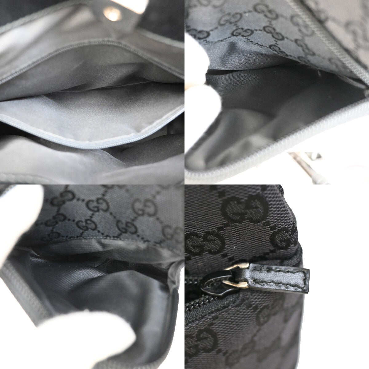 Gucci Double Pocket Tote GG Canvas, BLACK, CANVAS, Shoulder bag