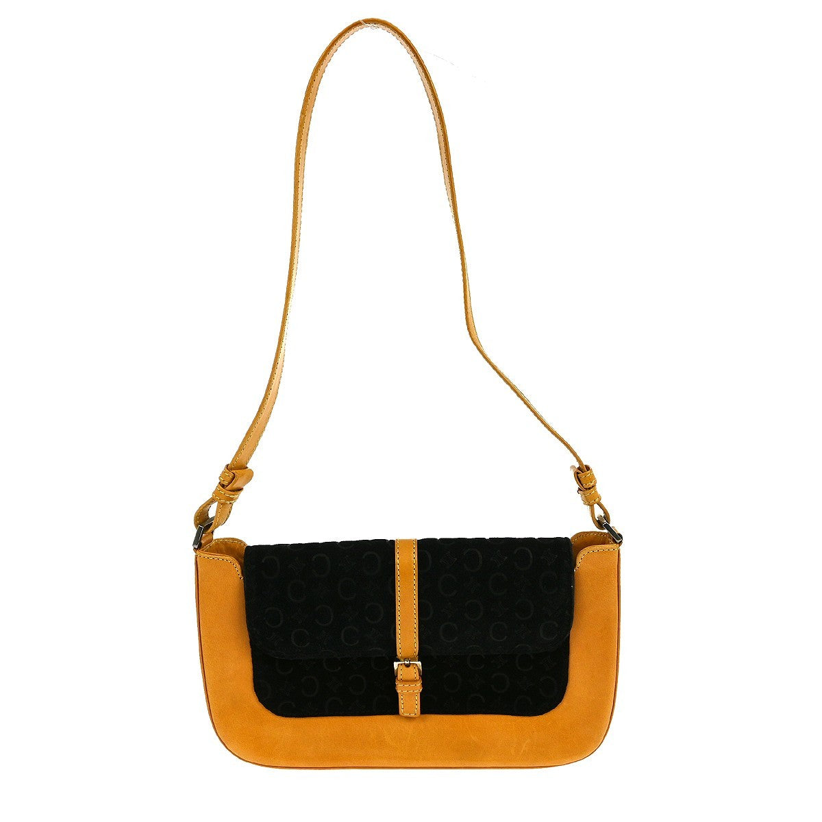 Celine C Macadam Shoulder bag Suede, BLACK, SUEDE, Shoulder bag