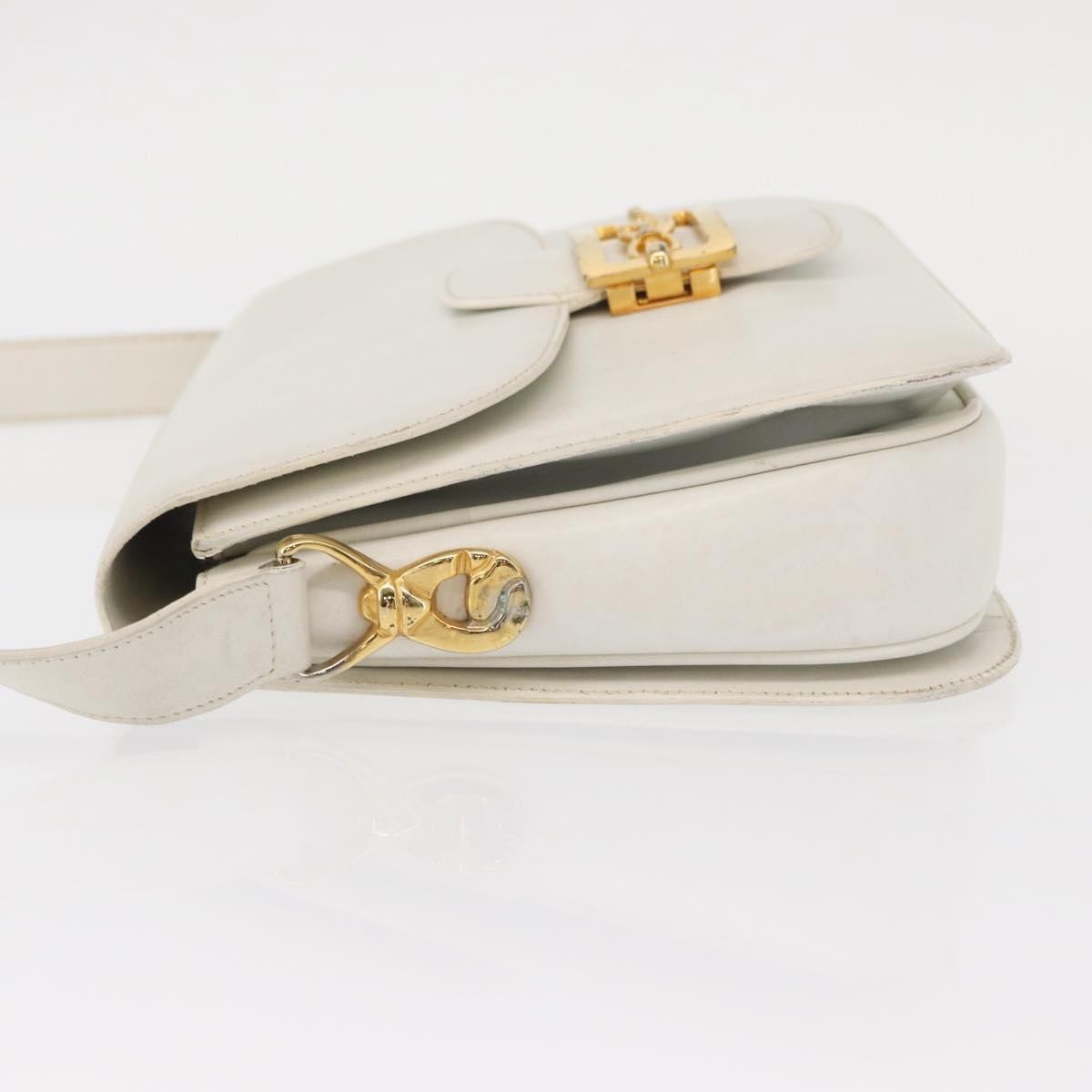 Celine Vintage Shoulder Bag Leather, WHITE, LEATHER, Shoulder bag