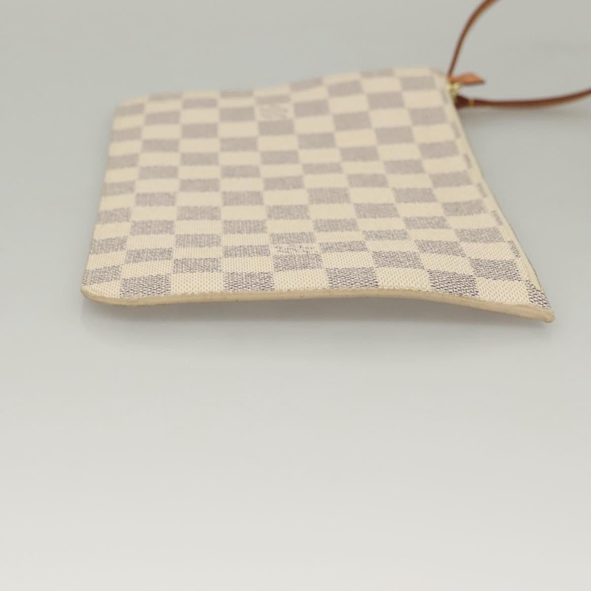 Louis Vuitton Neverfull Pochette Damier, WHITE, CANVAS, Tote bag