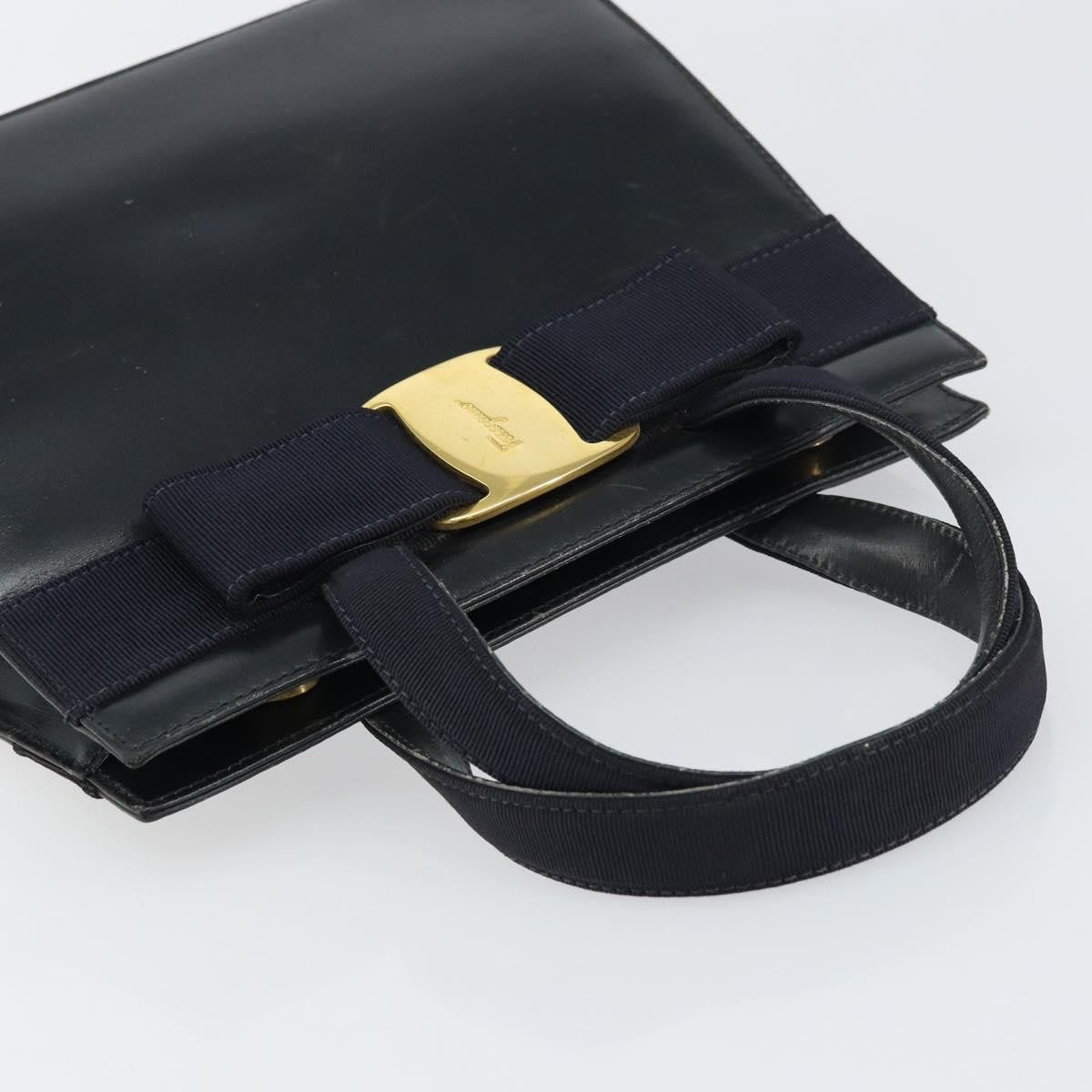 Salvatore Ferragamo Convertible Vara Bow Tote Leather, NAVY, LEATHER, Handbag