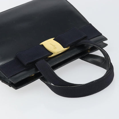 Salvatore Ferragamo Convertible Vara Bow Tote Leather, NAVY, LEATHER, Handbag