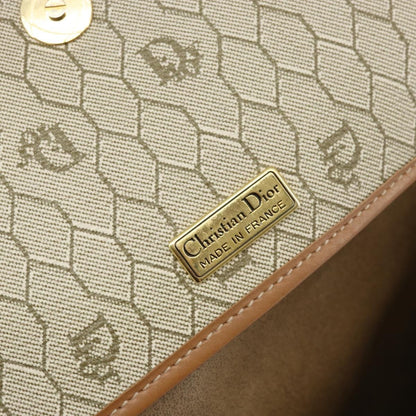 Christian Dior Vintage Honeycomb Shoulder Bag Canvas, Beige, PVC + Canvas, Shoulder Bag