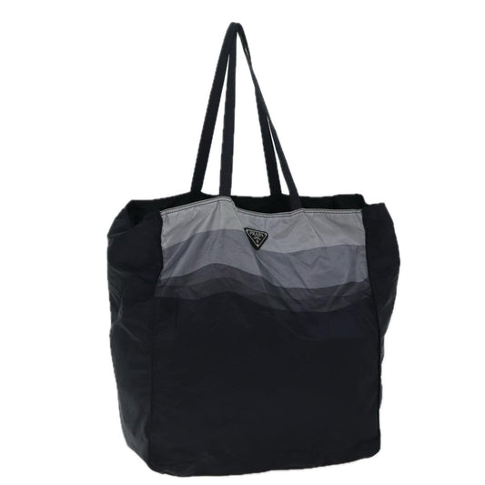 Prada Side Pocket Tote Nylon, BLACK, NYLON, Tote bag