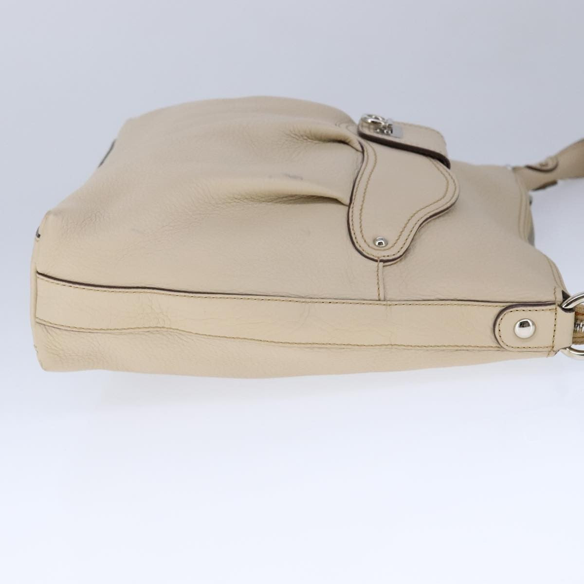 Salvatore Ferragamo Gancini Shoulder Bag Leather, BEIGE, LEATHER, Shoulder bag