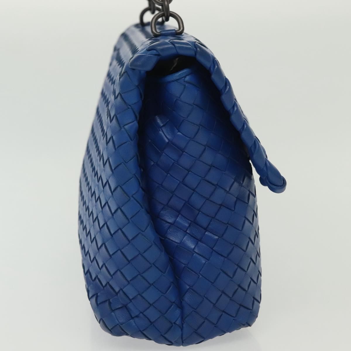 Bottega Veneta Olimpia Shoulder Bag Intrecciato Nappa, BLUE, LEATHER, Shoulder bag