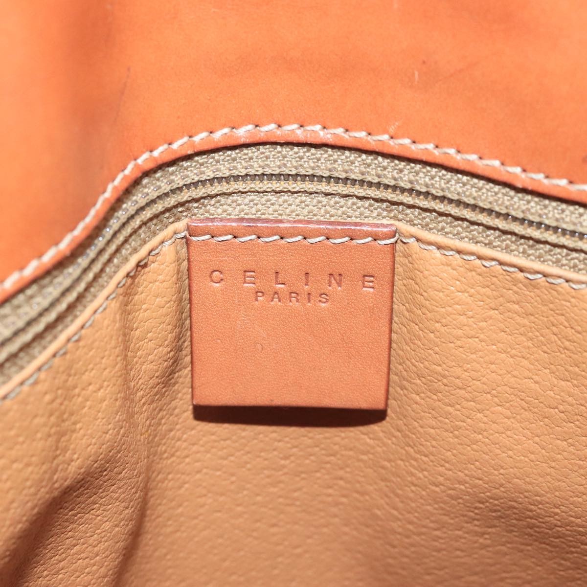 Celine Macadam Handbag Macadam with leather, BROWN, CANVAS, Handbag