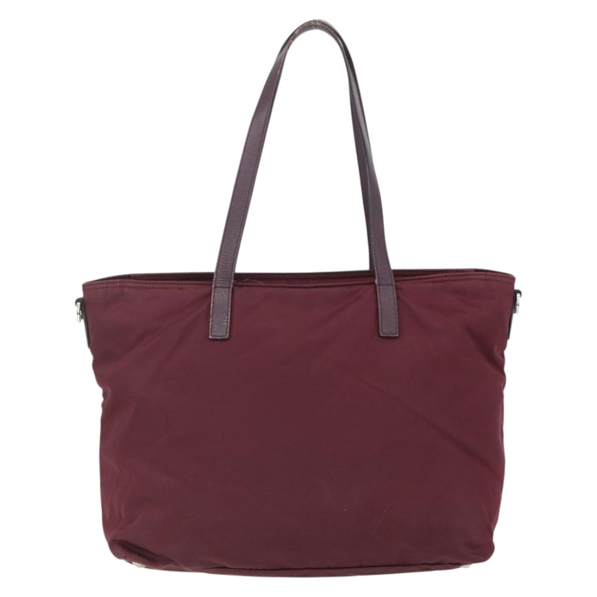 Prada Vintage Zip Tote Tessuto, BURGUNDY, NYLON, Tote bag