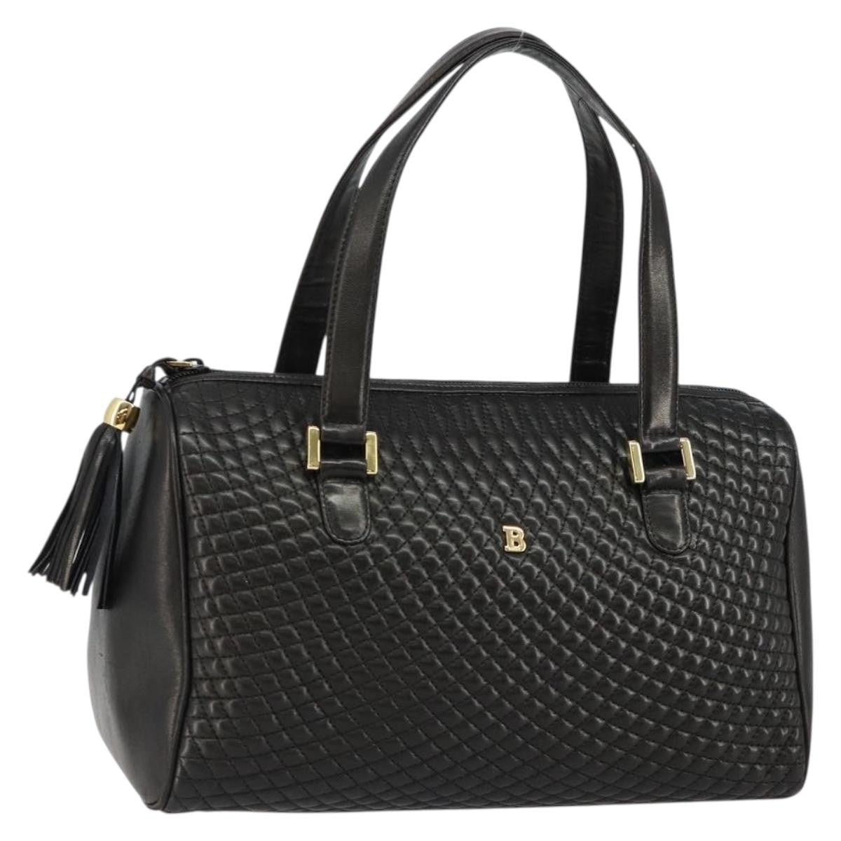 Bally Vintage Handbag Quilted Leather, BLACK, LEATHER, Handbag