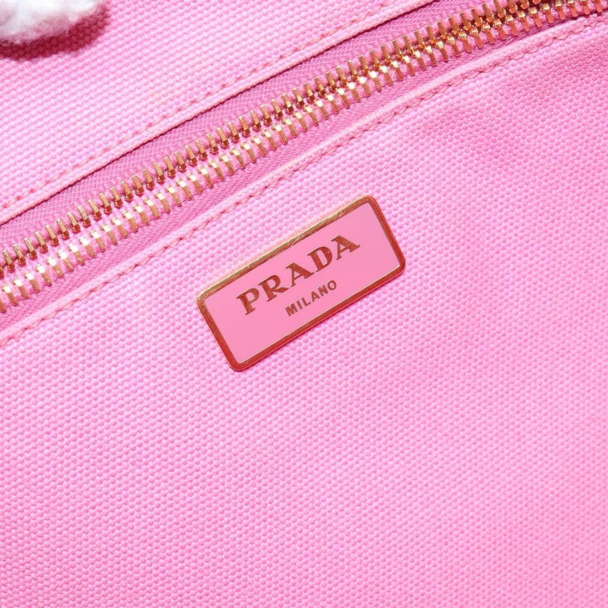 Prada Canapa Open Tote Canvas, PINK, CANVAS, Tote bag