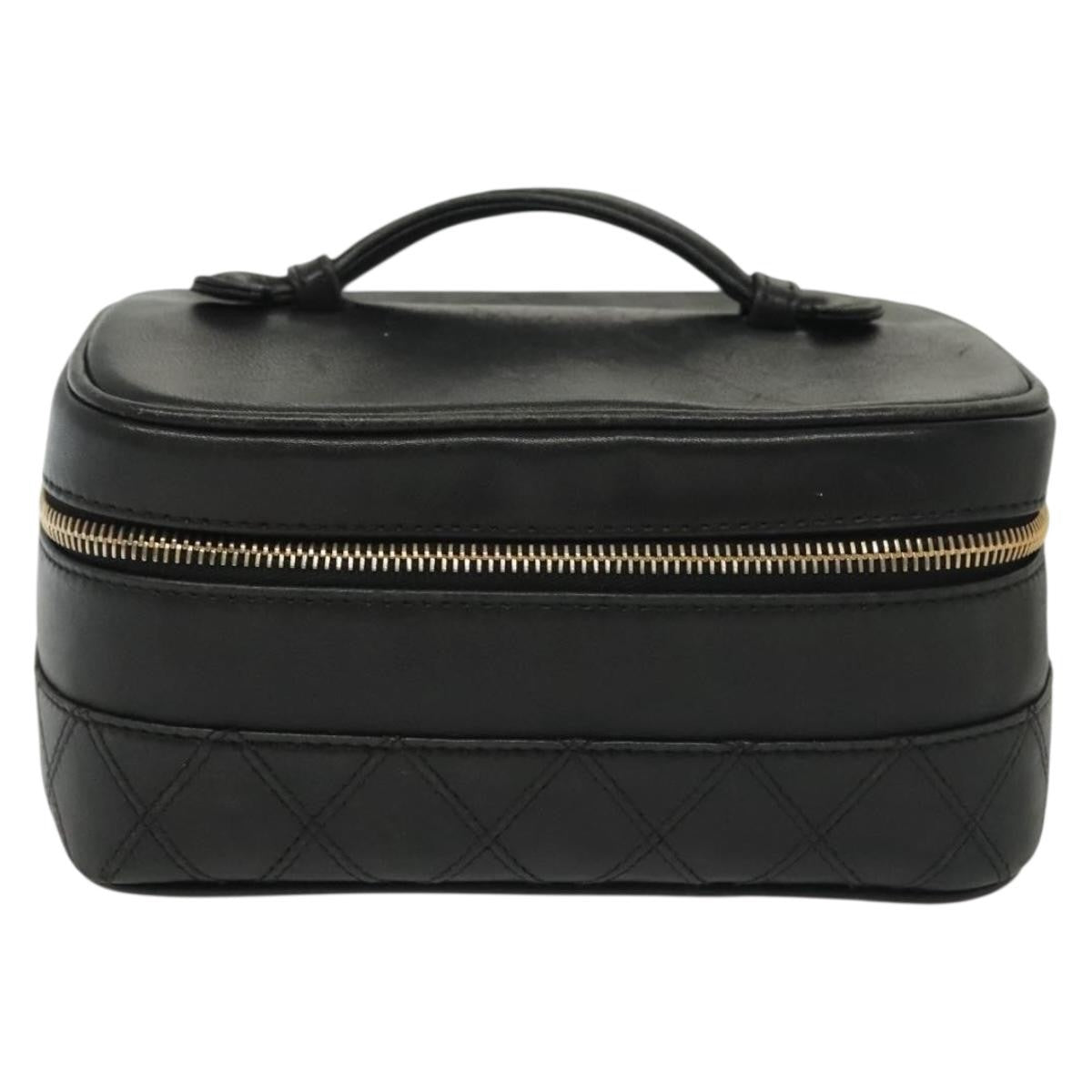 Chanel Vanity pouch Leather, BLACK, LEATHER, Toiletry Case