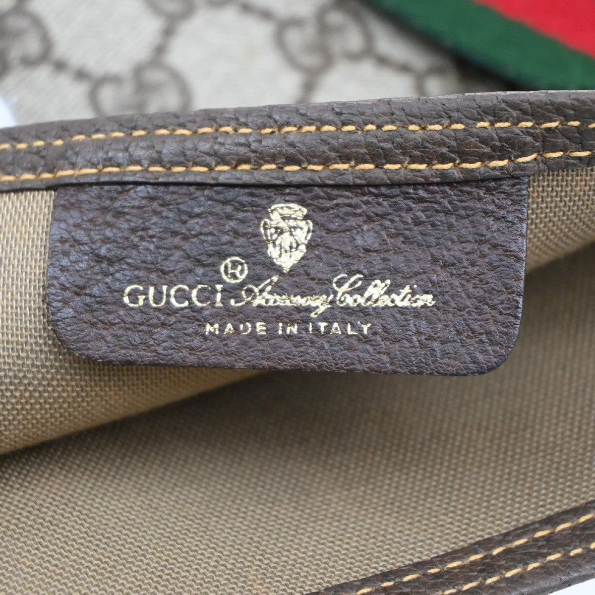 Gucci Vintage Web Strap Tote GG Coated Canvas, BEIGE, PVC, Tote bag