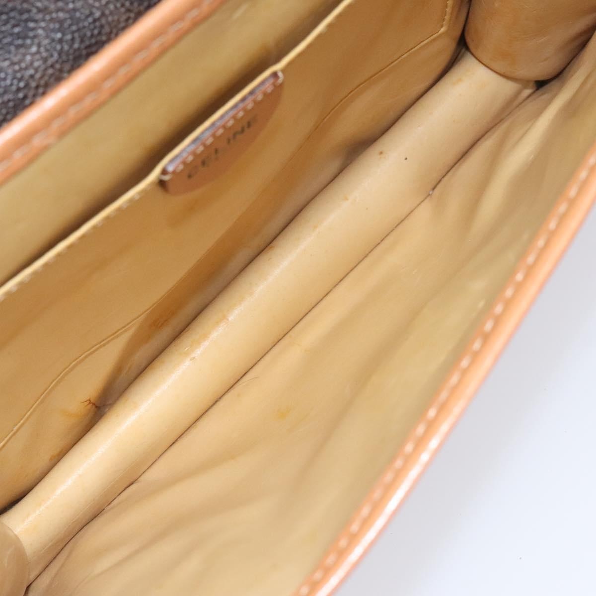 Celine Vintage Macadam Shoulder Bag Canvas and Leather, BROWN, CANVAS, Shoulder bag