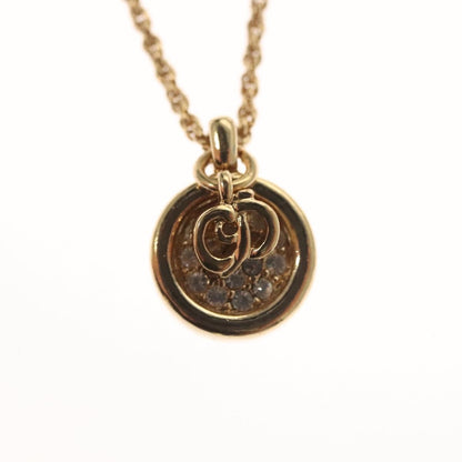 Christian Dior CD Round Pendant Necklace Metal and Crystals, GOLD, METAL, Necklace