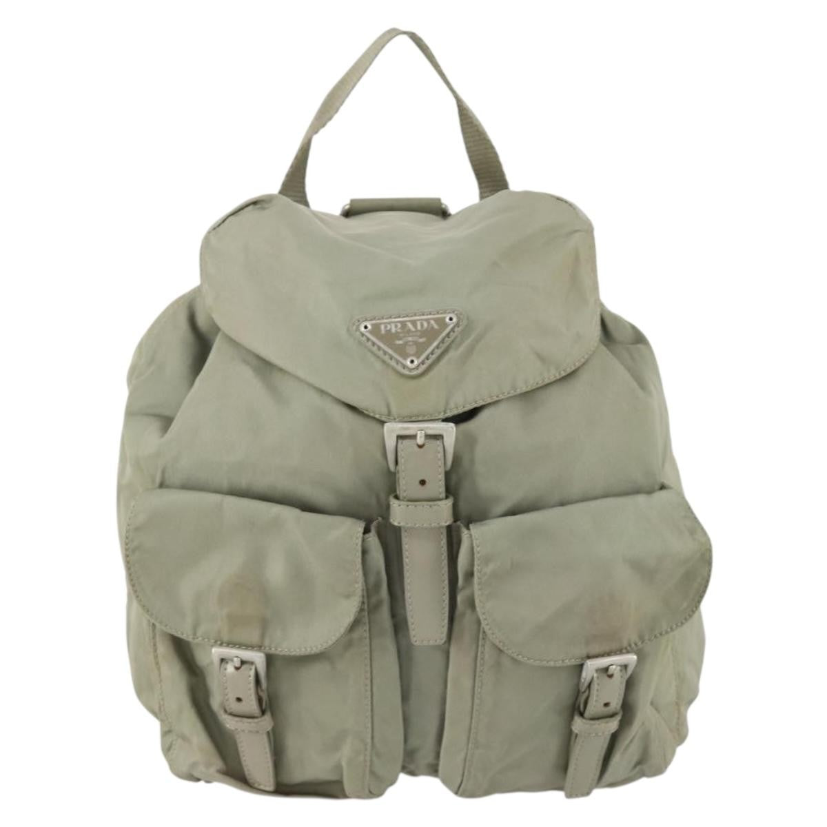 Prada Double Front Pocket Backpack Tessuto, BEIGE, NYLON, Backpack