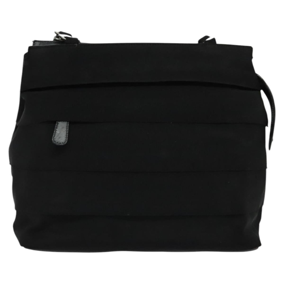 Salvatore Ferragamo Vala Shoulder Bag Canvas, BLACK, CANVAS, Shoulder bag