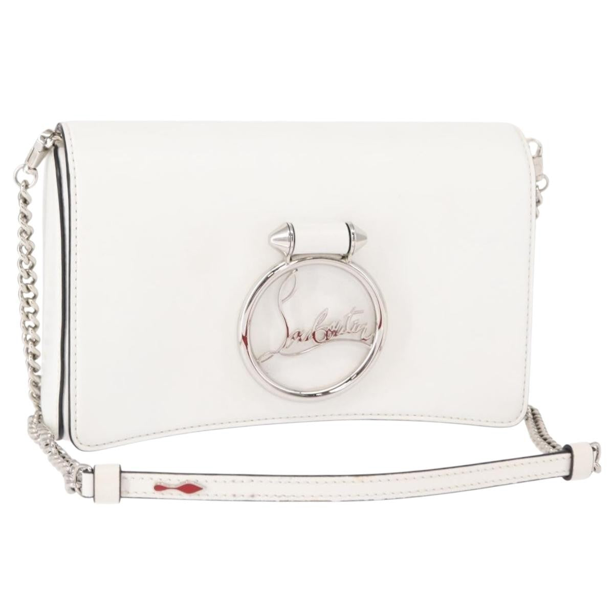 Christian Louboutin Rubylou Clutch Leather, WHITE, LEATHER, Shoulder bag