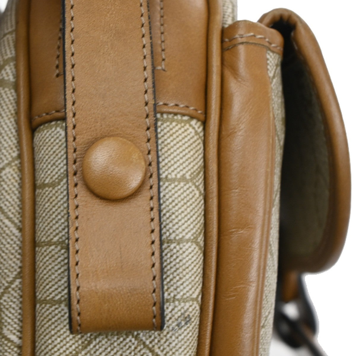 Christian Dior Vintage Honeycomb Shoulder Bag Canvas and Leather, BEIGE, CANVAS, Shoulder bag