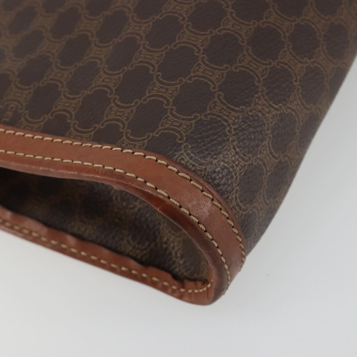 Celine Logo Triomphe Pouch Canvas and leather, Brown, Canvas, Clutch