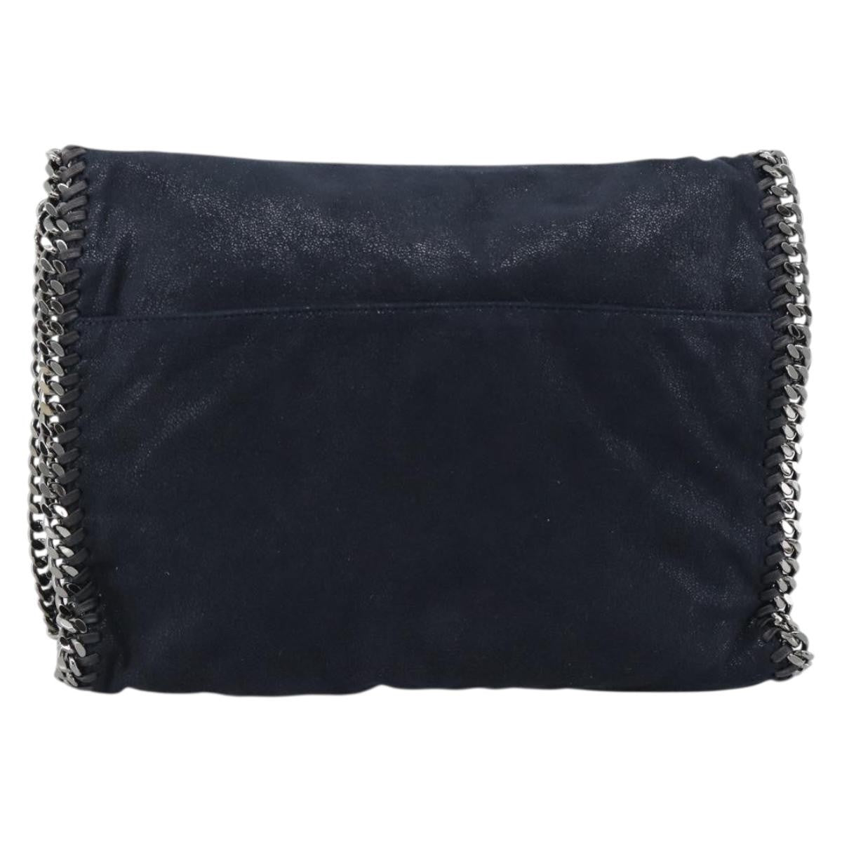 Stella McCartney Falabella Fold Over Flap Crossbody Bag Shaggy Deer, Navy, Synthetic, Shoulder Bag