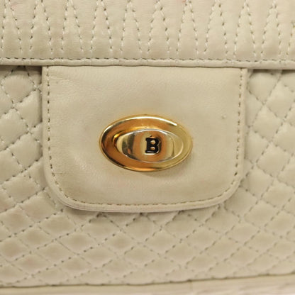 Bally Vintage Chain Shoulder Bag Quilted Leather, WHITE, LEATHER, Shoulder bag