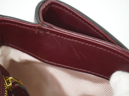 Gucci Arli Shoulder Bag Leather, BURGUNDY, LEATHER, Shoulder bag