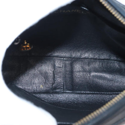 Chanel CC Chain & Tassel Front Pocket Camera Bag Quilted Lambskin, BLACK, LEATHER, Shoulder bag