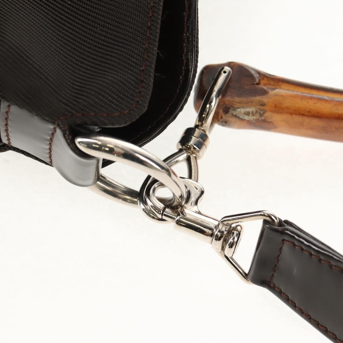 Gucci Vintage Bamboo Shoulder Bag Nylon, BROWN, NYLON, Shoulder bag