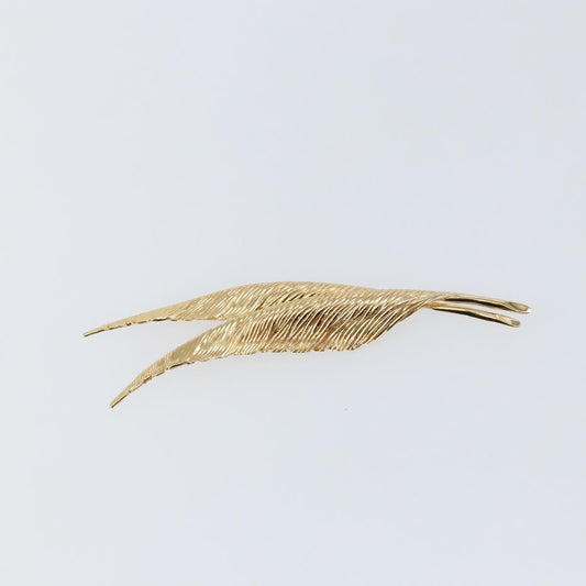 Christian Dior Vintage feather Metal, GOLD, METAL, Brooch