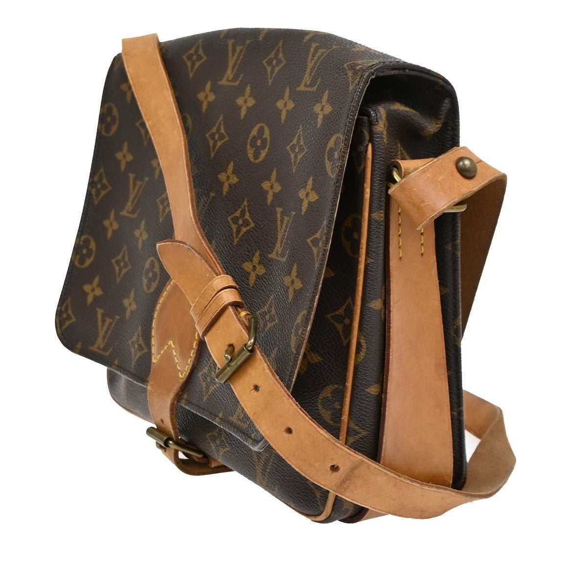 Louis Vuitton Cartouchiere Handbag Monogram Canvas, BROWN, LEATHER, Shoulder bag