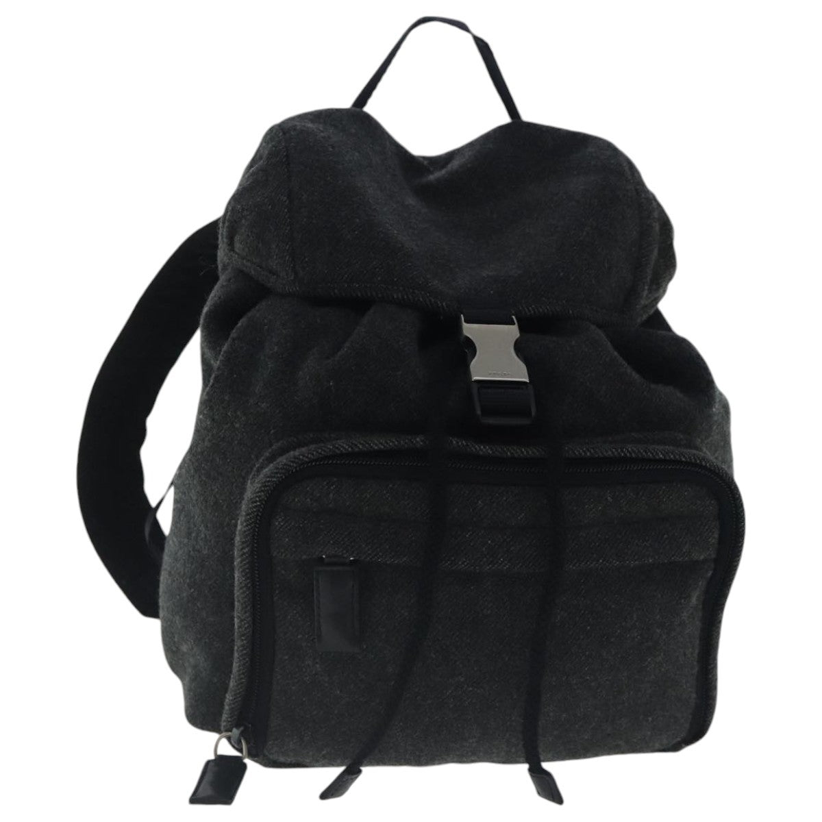 Prada Single Buckle Pocket Backpack Wool, GRAY, WOOL, Backpack