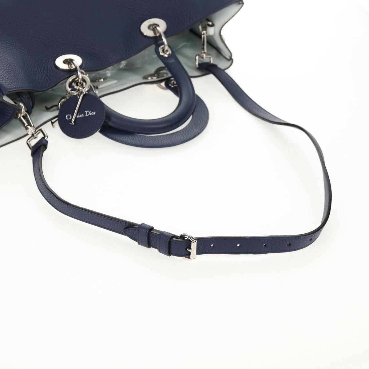 Christian Dior Diorissimo Tote Pebbled Leather, NAVY, LEATHER, Tote bag