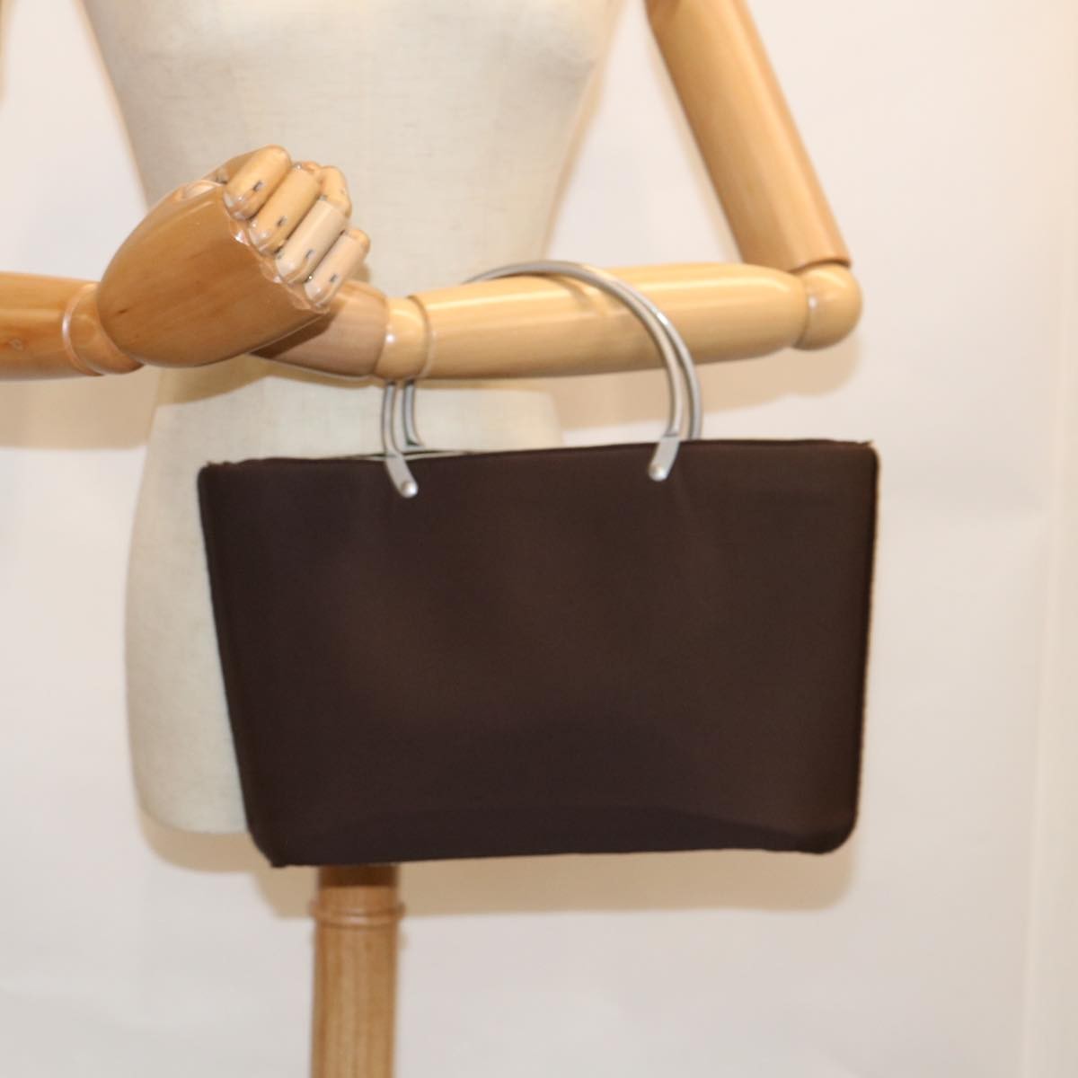 Chanel Vintage Metal Ring Tote Nylon, BROWN, NYLON, Tote bag