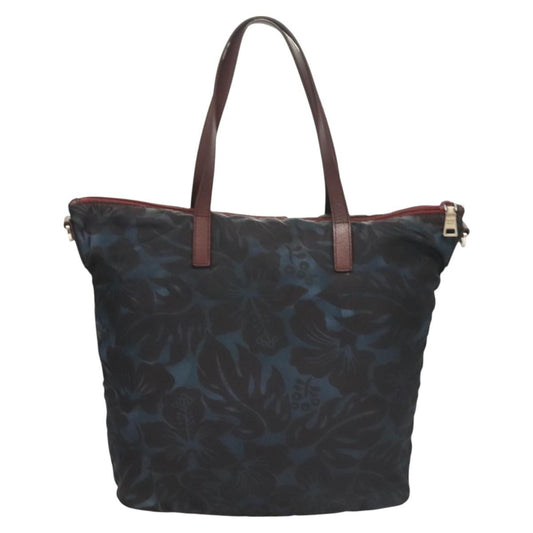 Prada Convertible Tote Printed Tessuto with Saffiano, BLUE, NYLON, Tote bag