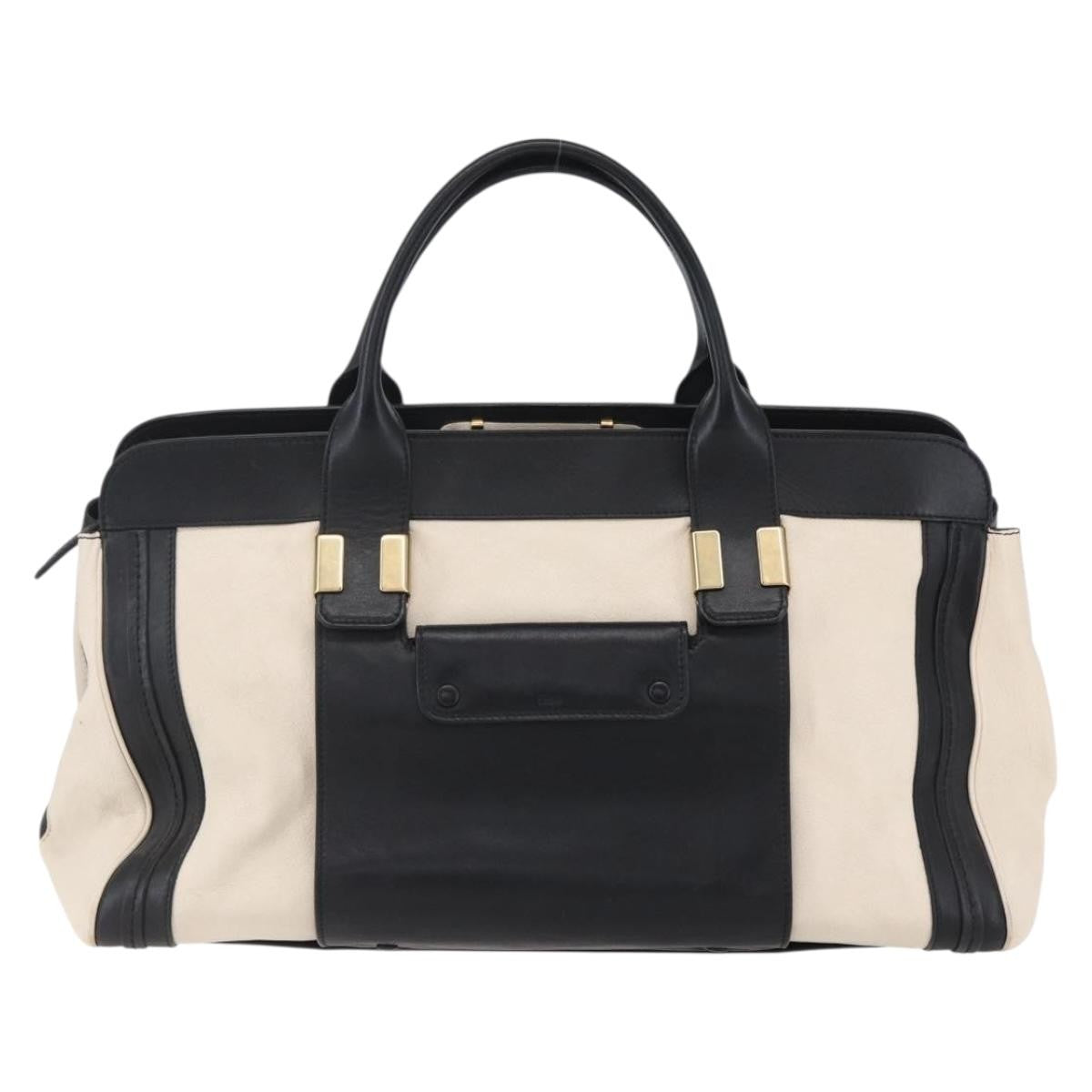 Chloe Alice Satchel Leather, BLACK, LEATHER, Handbag