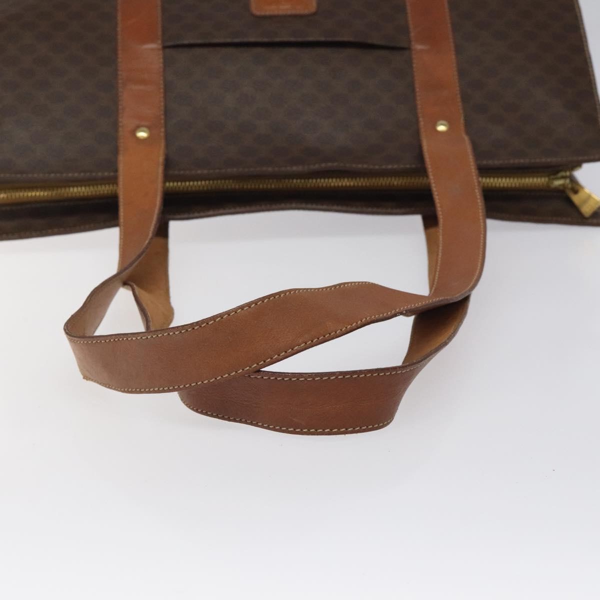 Celine Vintage Macadam Handbag Leather, BROWN, LEATHER, Handbag