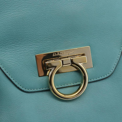 Salvatore Ferragamo Virna Satchel Leather, TURQUOISE, LEATHER, Tote bag