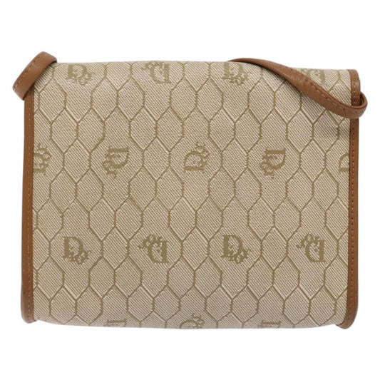 Christian Dior Vintage Honeycomb Flap Crossbody Bag Coated Canvas, BEIGE, PVC, Crossbody bag