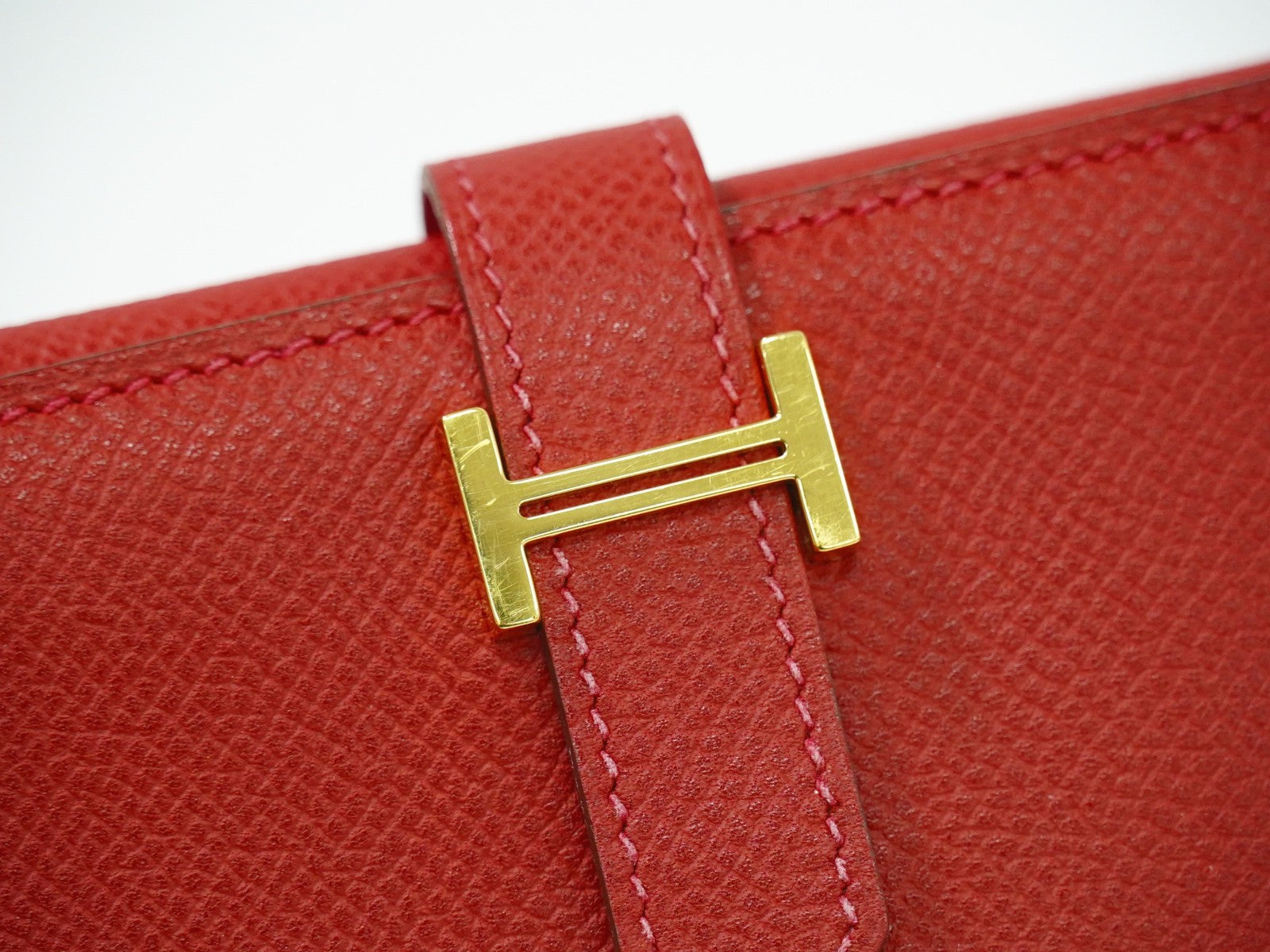Hermes Bearn Wallet Epsom, RED, LEATHER, Wallets