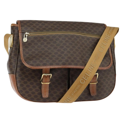 Celine Vintage Macadam Shoulder Bag Canvas and Leather, BROWN, CANVAS, Shoulder bag