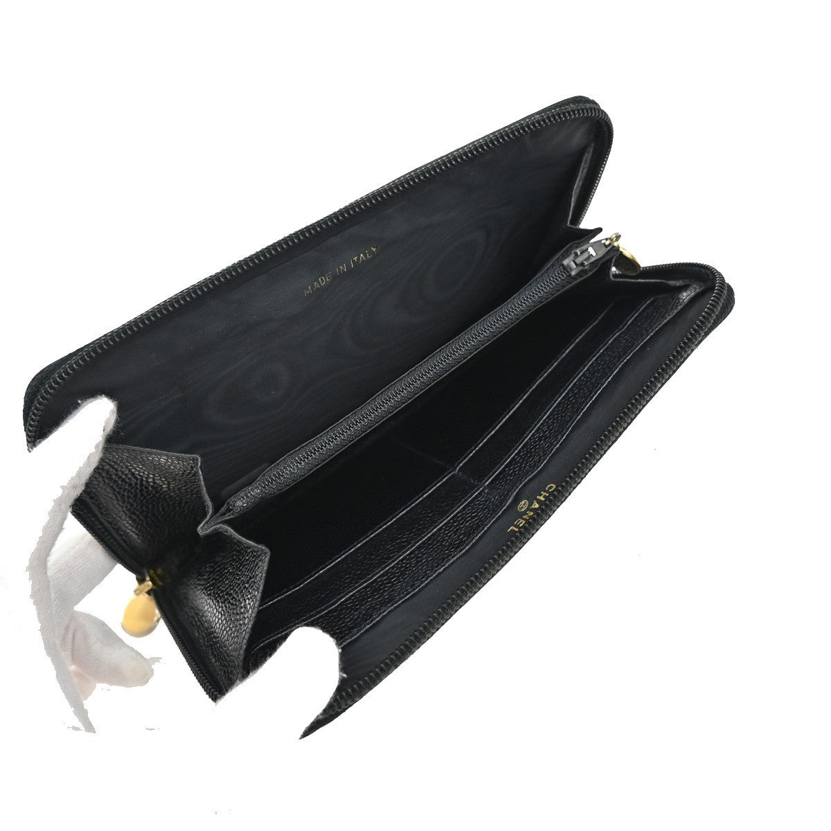 Chanel CC Zip Around Wallet Leather, BLACK, LEATHER, Wallets