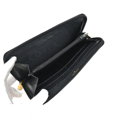 Chanel CC Zip Around Wallet Leather, BLACK, LEATHER, Wallets