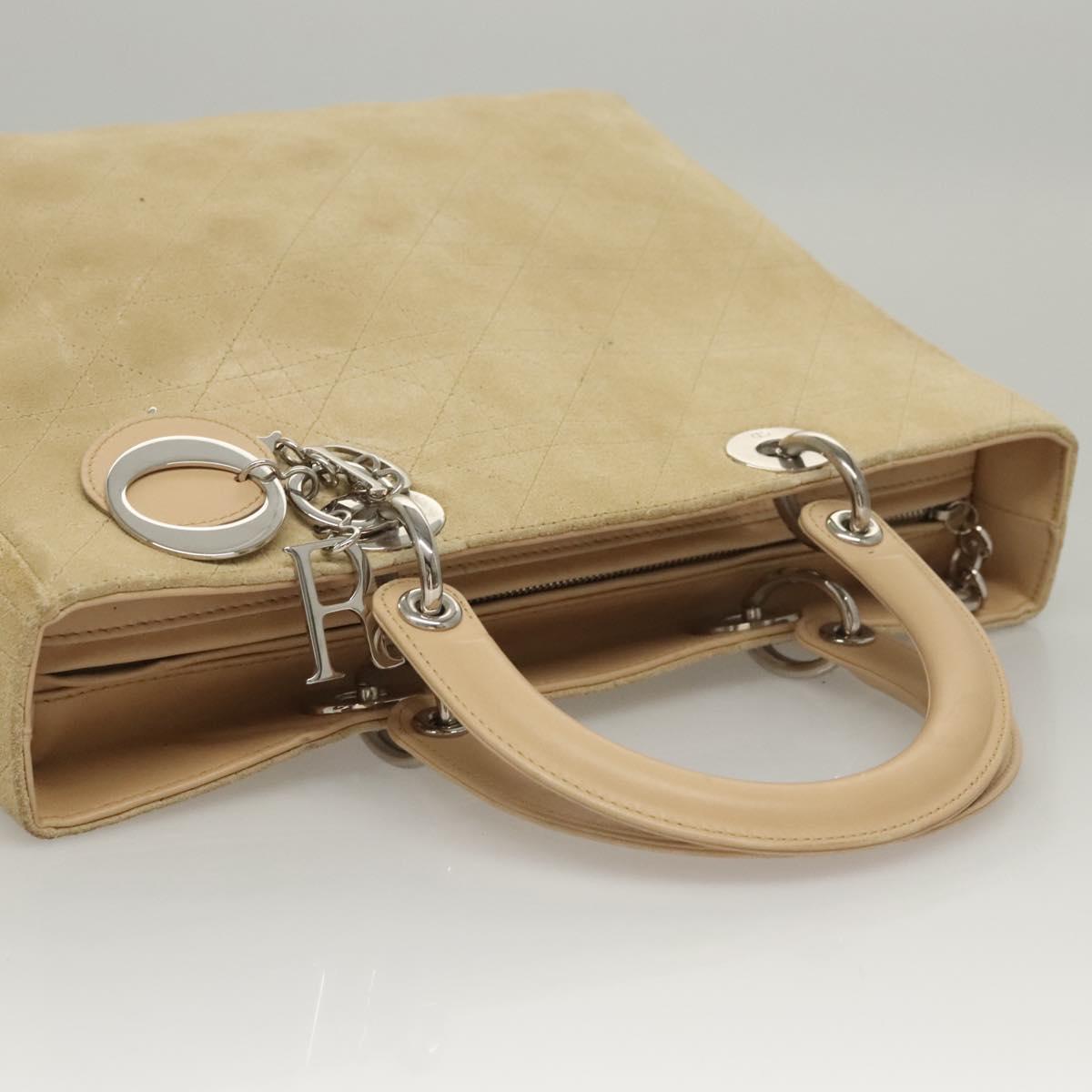 Christian Dior Lady Dior Bag Cannage Quilt Suede, BEIGE, SUEDE, Handbag