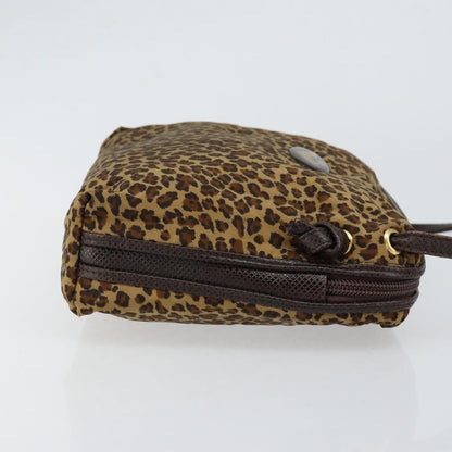 Bottega Veneta Vintage Shoulder Bag Leopard Print, BROWN, NYLON, Shoulder bag