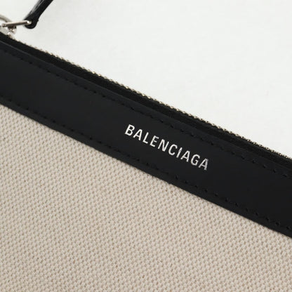 Balenciaga Navy Cabas Canvas with Leather, WHITE, CANVAS, Tote bag