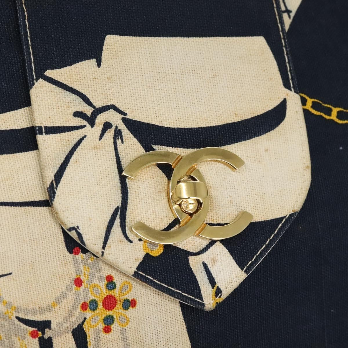 Chanel Miss Mademoiselle Shoulderbag Canvas, NAVY, CANVAS, Shoulder bag