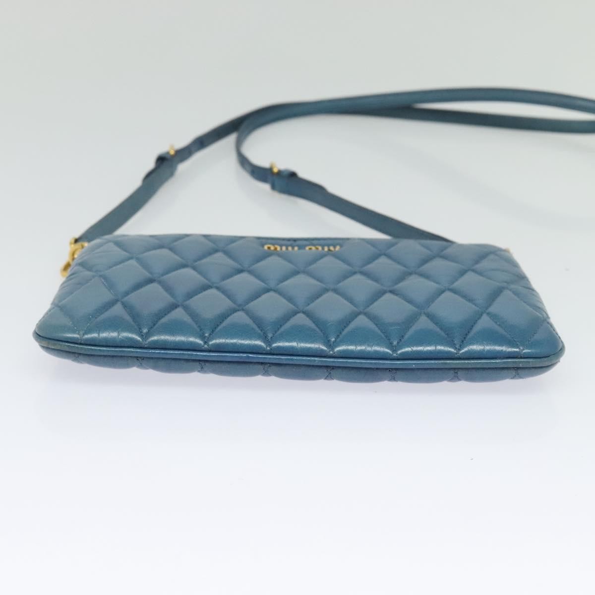 Miu Miu Zip Wristlet Pouch Matelasse Leather, BLUE, LEATHER, Clutche & pouche